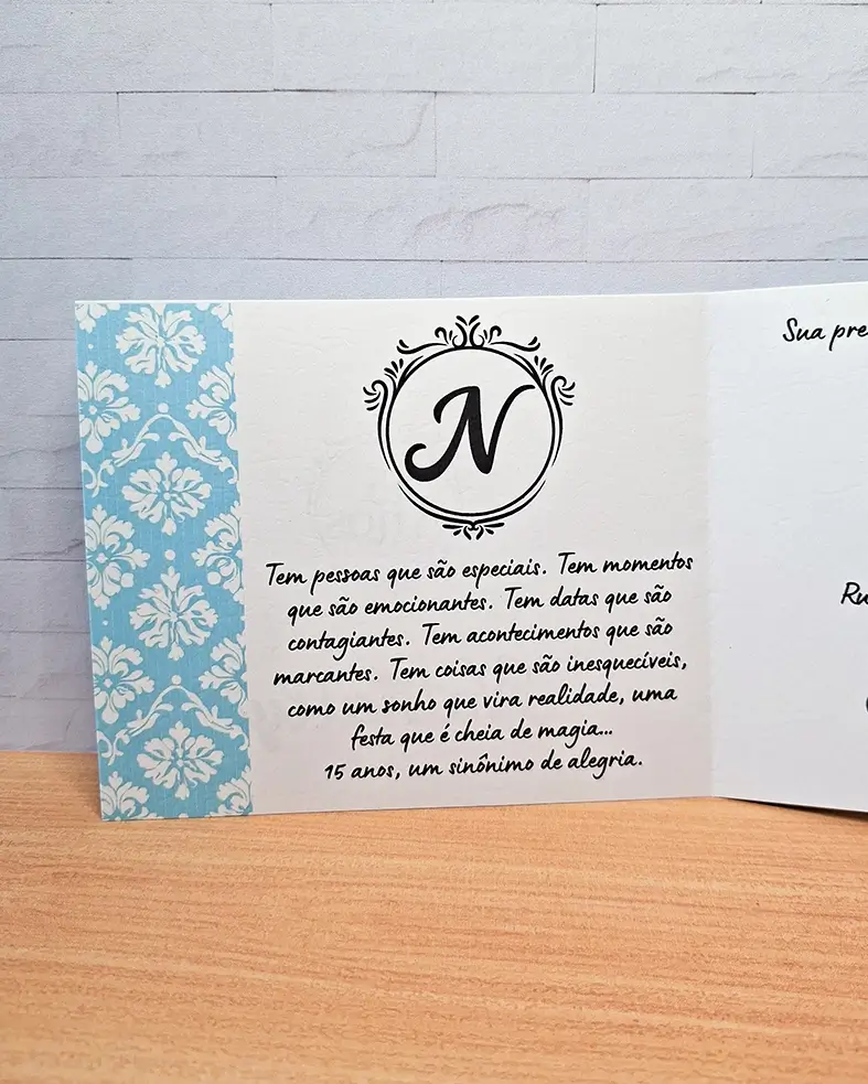 Convite 15 Anos Azul com Arabesco