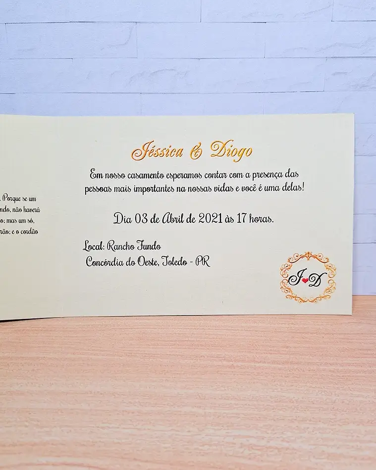 Convite Casamento Pequeno Diagonal