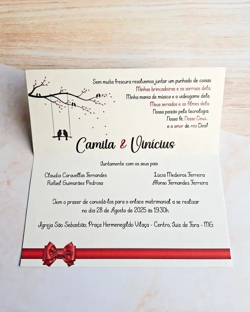 Convite Casamento Tipo Carta Pássaros