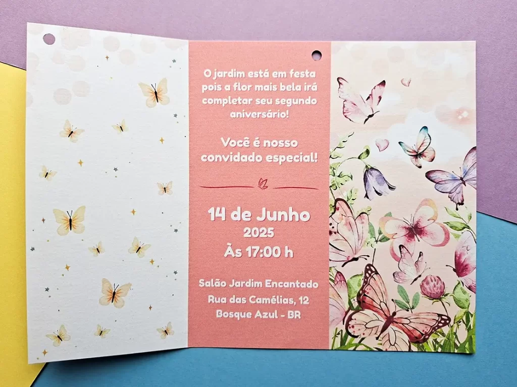 Convite Infantil Jardim das Borboletas