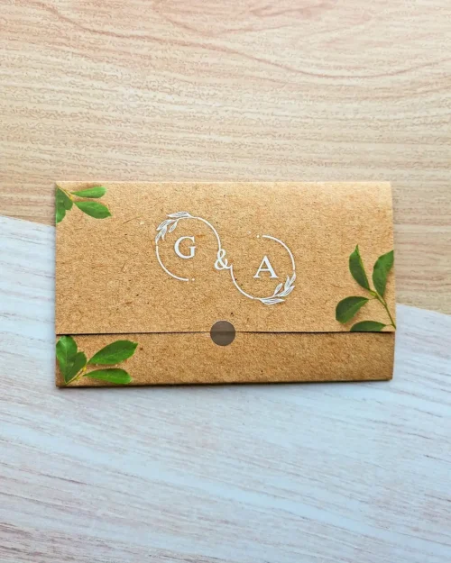 Convite Casamento Kraft com Texto Branco